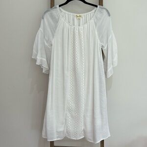 Indigo Rose A-Line Women’s White Lightweight Dress Crochet Front Size Small